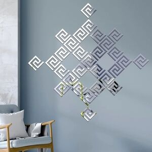 Brand new DIY silver geometric Greek mirror stickers peel and stick art